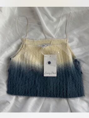 emory park Cream to Teal Ombre Fuzzy Knit Camisole